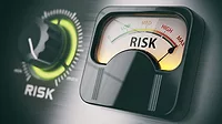 Risk of investment strategy concept. Knob positioned on maximum risk.