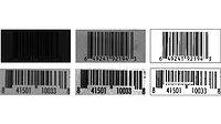 two examples each of unprocessed barcode images (left), enhanced images (middle), and final binary images ready for reading (right). two examples each of unprocessed barcode images (left), enhanced images (middle), and final binary images ready for reading (right).