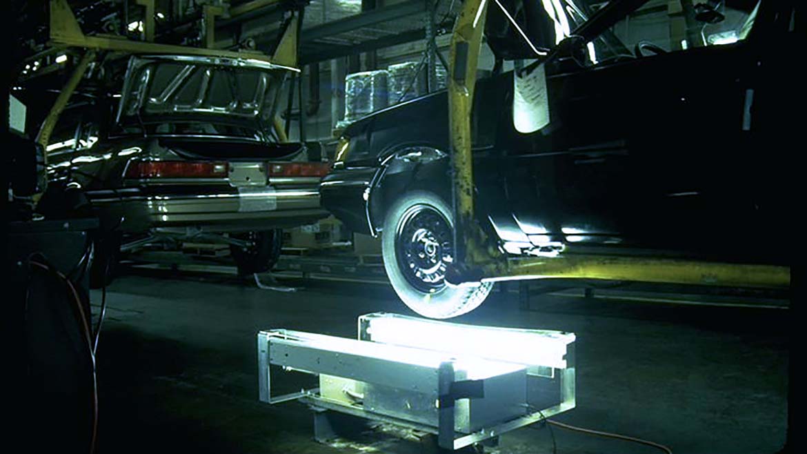 Bar lights illuminating a tire