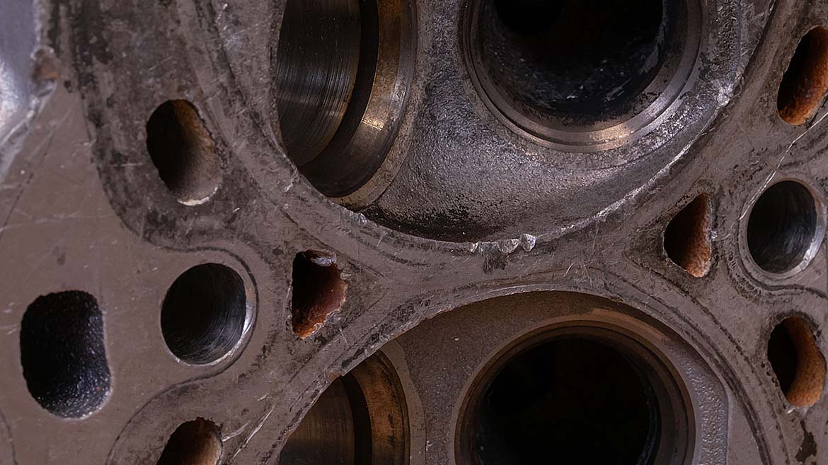 A cross-section of machined metal component