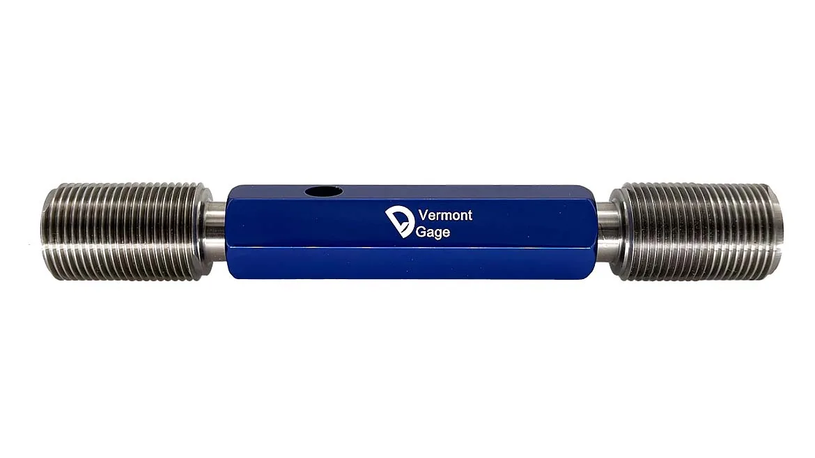 Precision thread plug gage used to inspect and verify internal thread dimensions, pitch, and tolerance compliance in manufactured components.