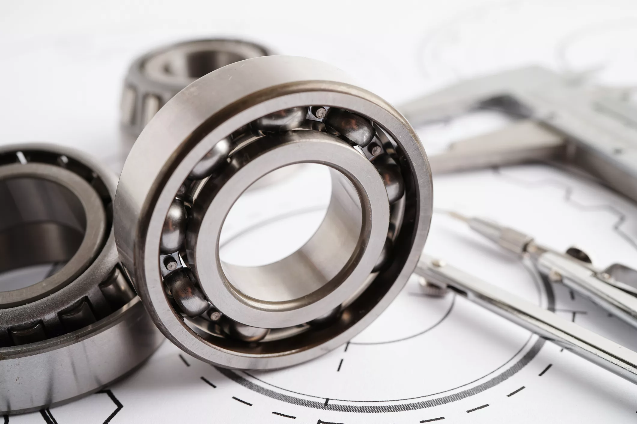 Engineering and precision tools with metal ball bering, mechanical industrial.
