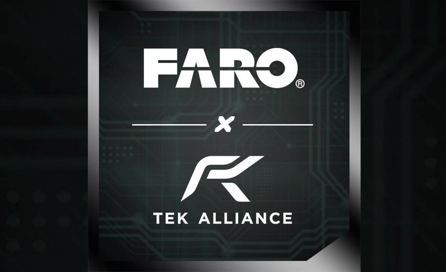 FARO RFK Tek Alliance logo in black and white with a black background.