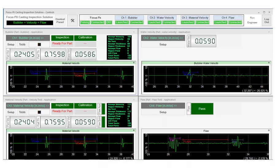 Figure 3: Ultrasonic testing instrument and adapted software