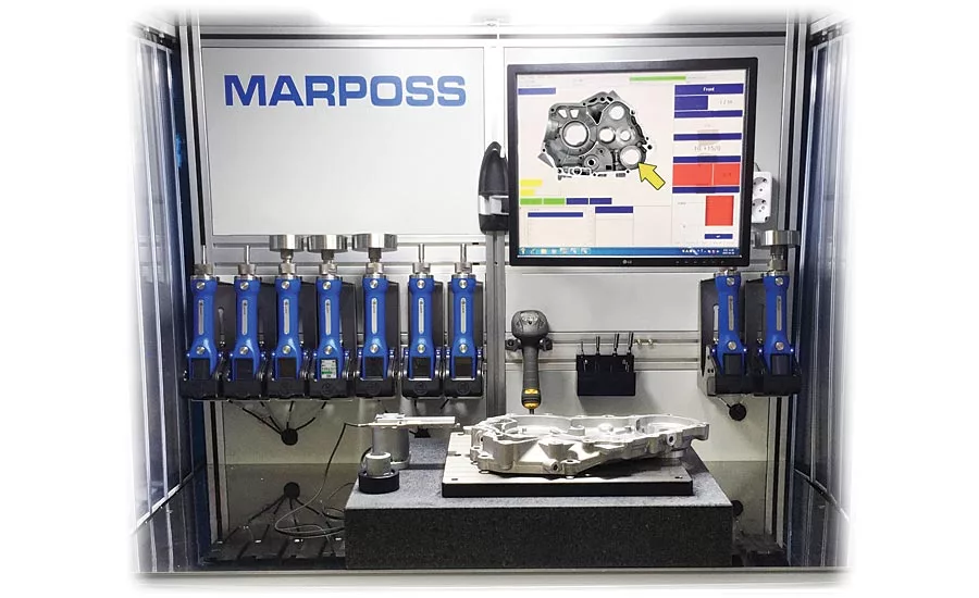This measurement station incorporates multiple Bluetooth wireless gages