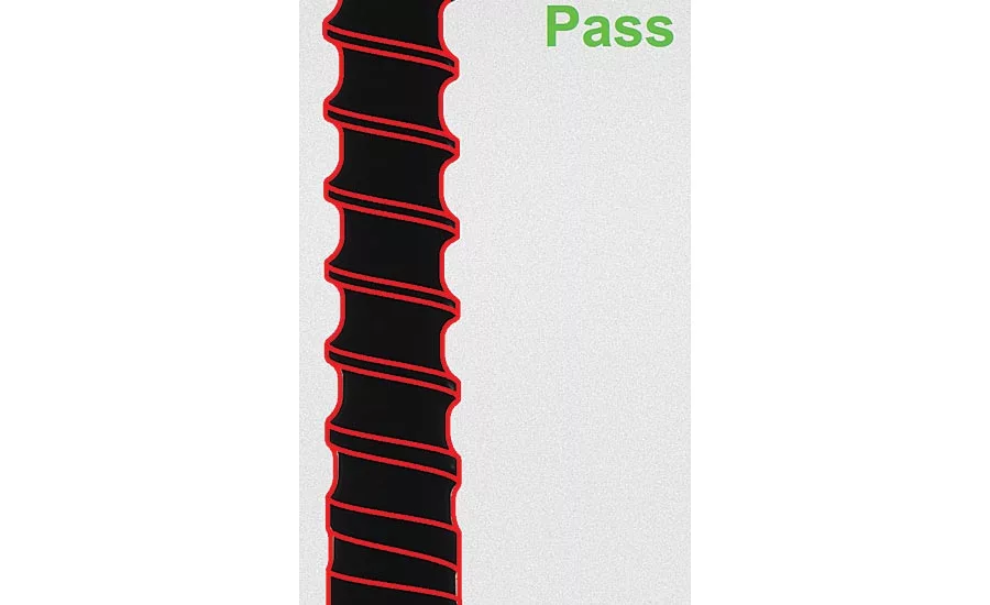 The wide field of depth is perfectly suited to inspecting bone screws at their helix angle. Source: VISIONx