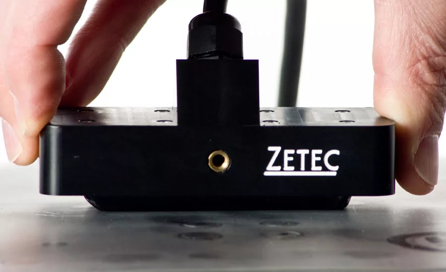 This surface array probe is designed to cover a two-inch wide inspection area in a single pass