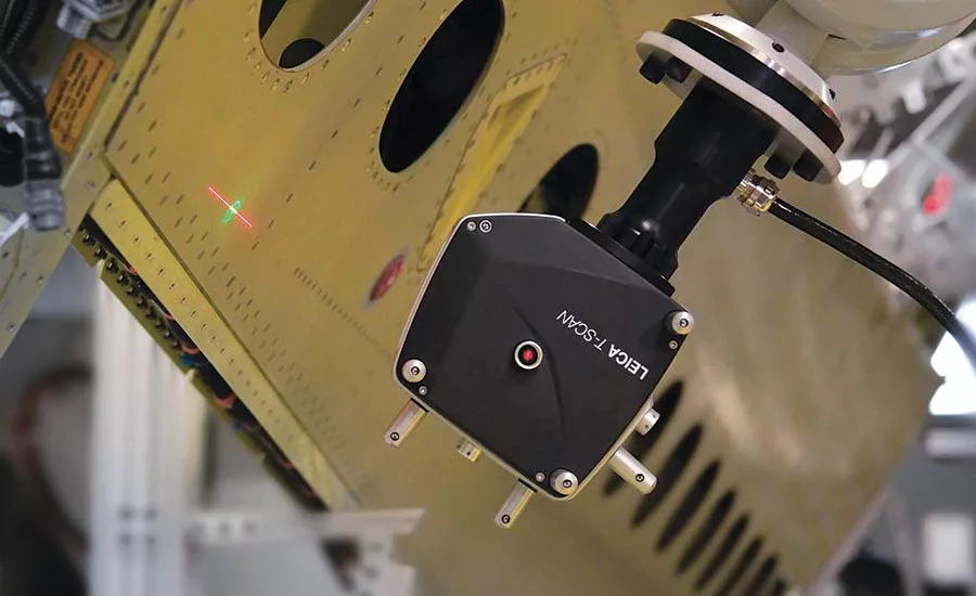 A closeup of the Leica T-Scan at work. Source: Hexagon