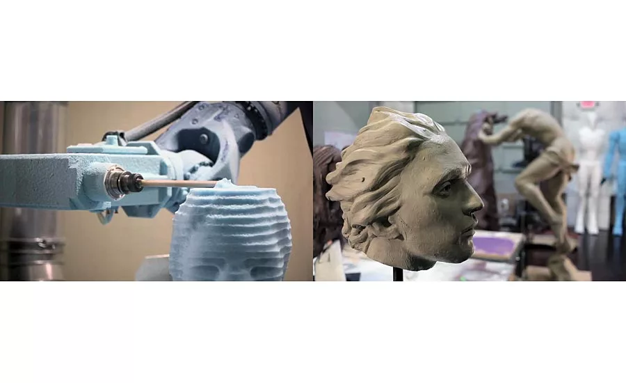 Additive Workshop machine foam casting models directly using a 7 axis robot.