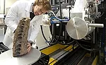 X-ray CT setup for examining a fossil sample.