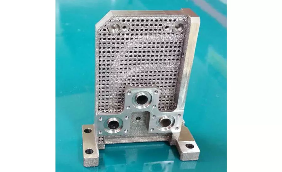 This is a 3D printed cooling manifold exterior.