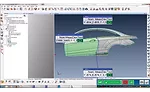 The automobile door and side panel are precisely aligned using CAD data.
