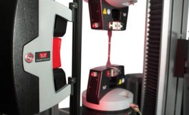 Video extensometers can be used with adjustable gage lengths for tension testing.