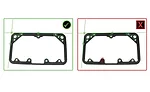 Vision sensor inspection of good gasket (left) and bad gasket (right). Source: Cognex