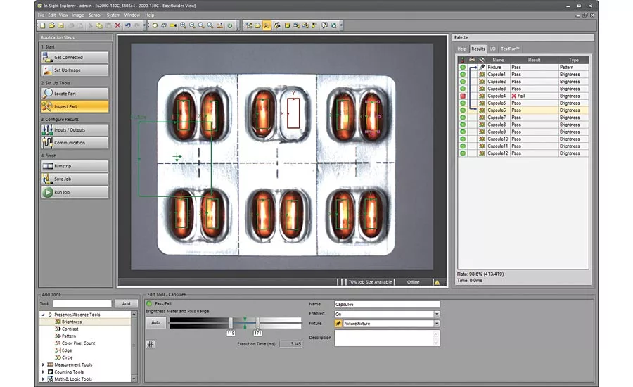 Figure 1: Vision sensors use an intuitive interface for setup. 