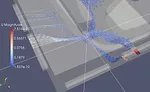 Figure 4: Air Flow CFD Analysis of Parts in an Accumulation Chamber to Map Blind Spots