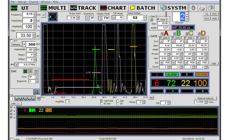 ultrasonic A-Scan screen display