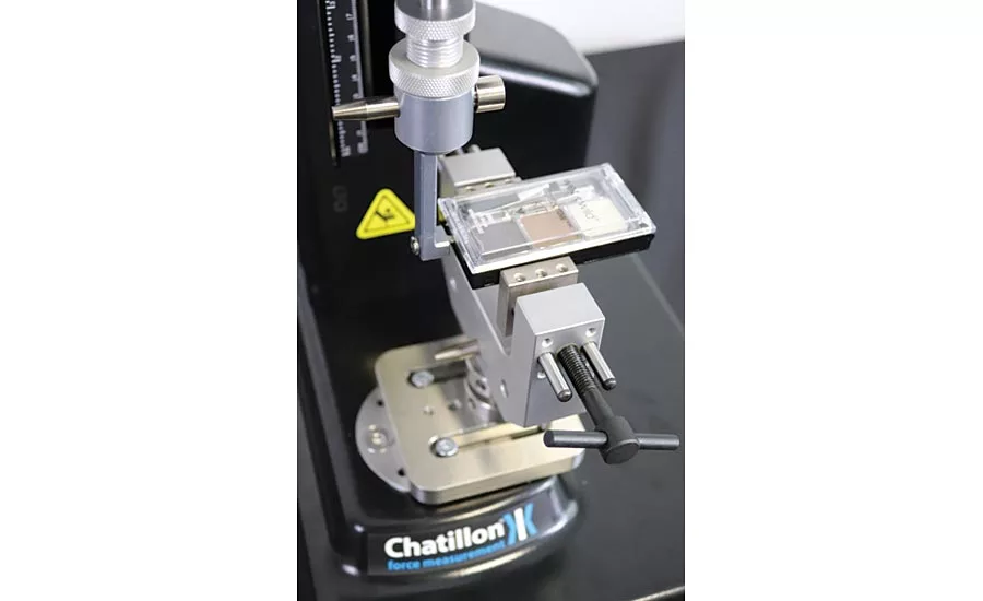This is a multithreaded base plate on a force tester.