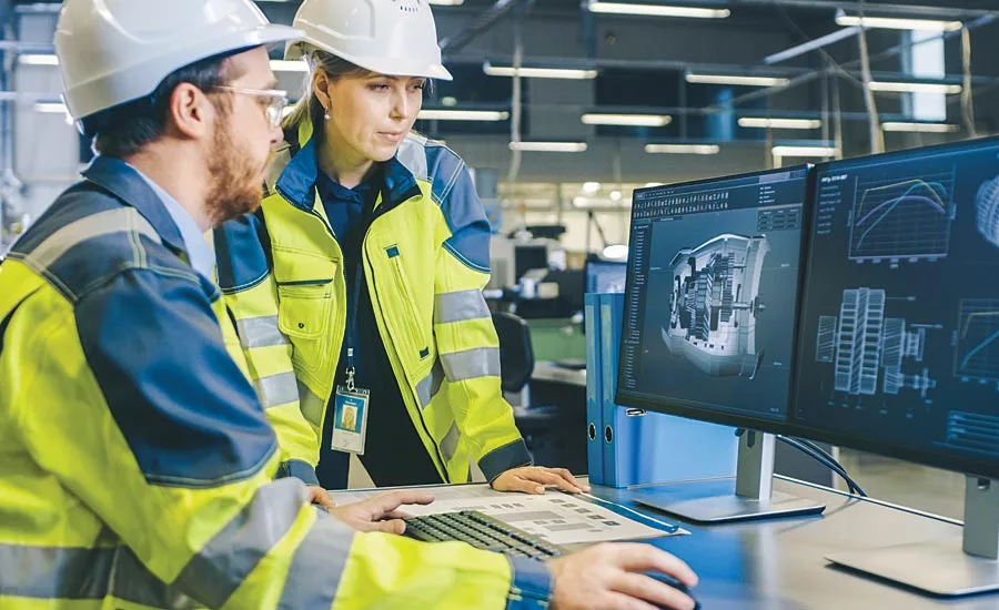 two engineers in hard hats