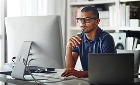man at a computer
