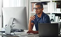 man at a computer