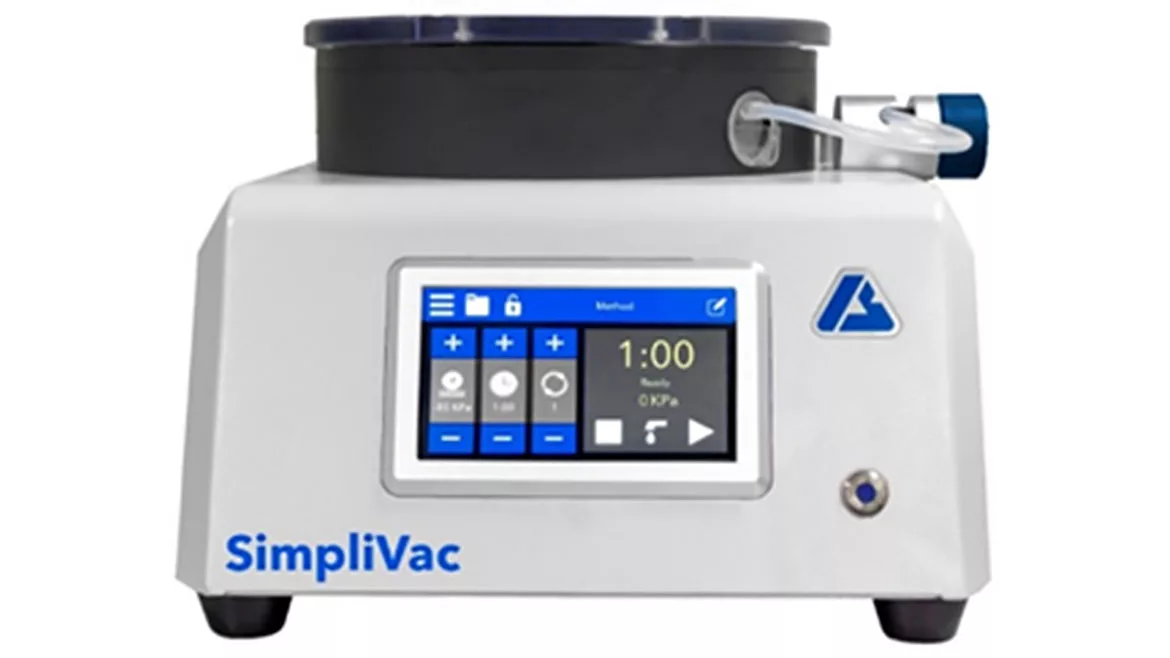 QM 0722 Test & Inspection Figure 3 Vacuum impregnation equipment for mounting porous samples in epoxy with multiple vacuum cycles