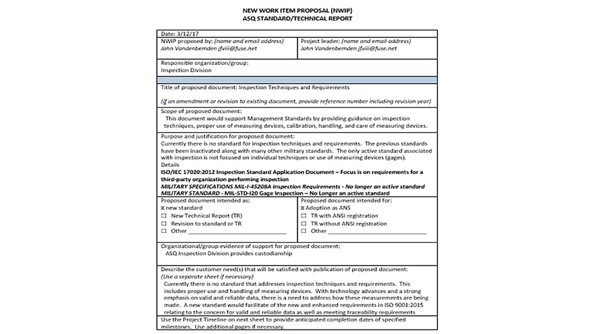 QM 0522 Test Inspection Standards NWIP Document