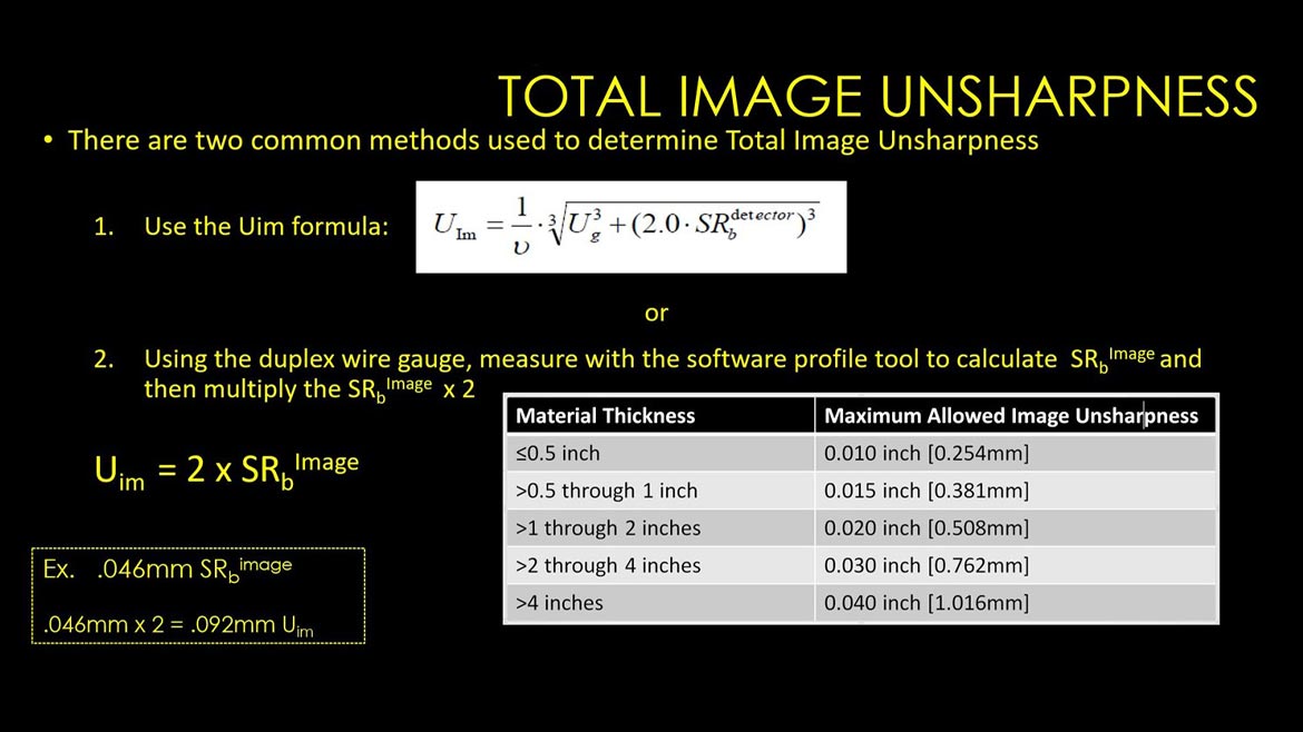 QM 0223 NDT Radiography Total Image Unsharpness