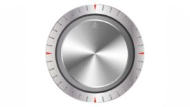 Realistic round relay. Metal button that is spinning isolated on a white background.