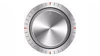 Realistic round relay. Metal button that is spinning isolated on a white background.