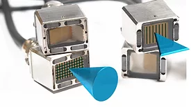 NDT April 2024 Ultrasonics: Linear phased array (right) allows 2D scanning in one direction while matrix phased array (left) enables 3D scanning in all directions