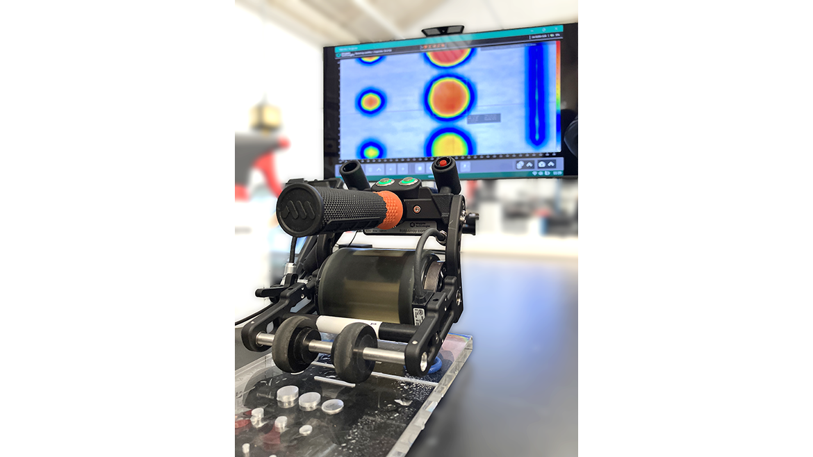 NDT April 2024 Ultrasonics: Waygate Technologies Krautkrämer RotoArray comPAct test scan for calibration