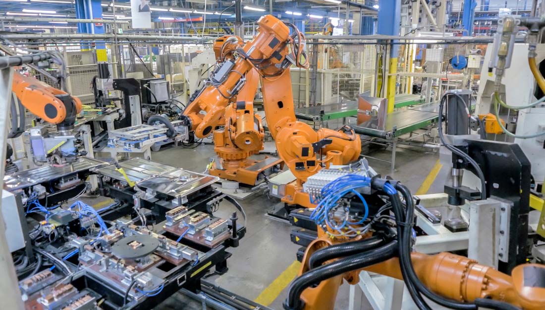 Industrial robot on the factory floor.