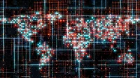 Management ChatGPT Feature. World map on digital futuristic surface.