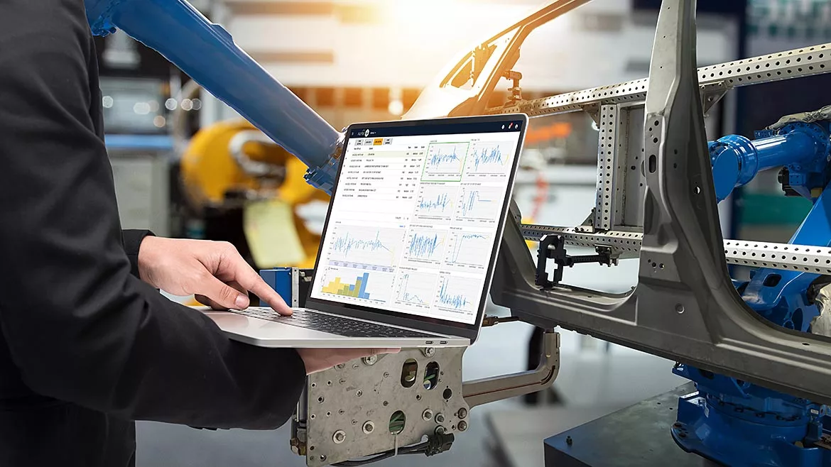 NDT Trends: Shifting left opening image of automotive manufacturing worker on laptop
