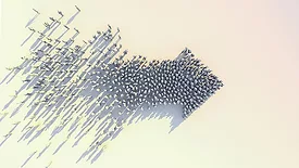 Jim L. Smith Face of Quality column, image of crowd of people forming an arrow