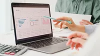 QM 0124 Quality 101 Part 2 Data Analytics. Closeup group of business people meeting discuss project plan and financial results in office.