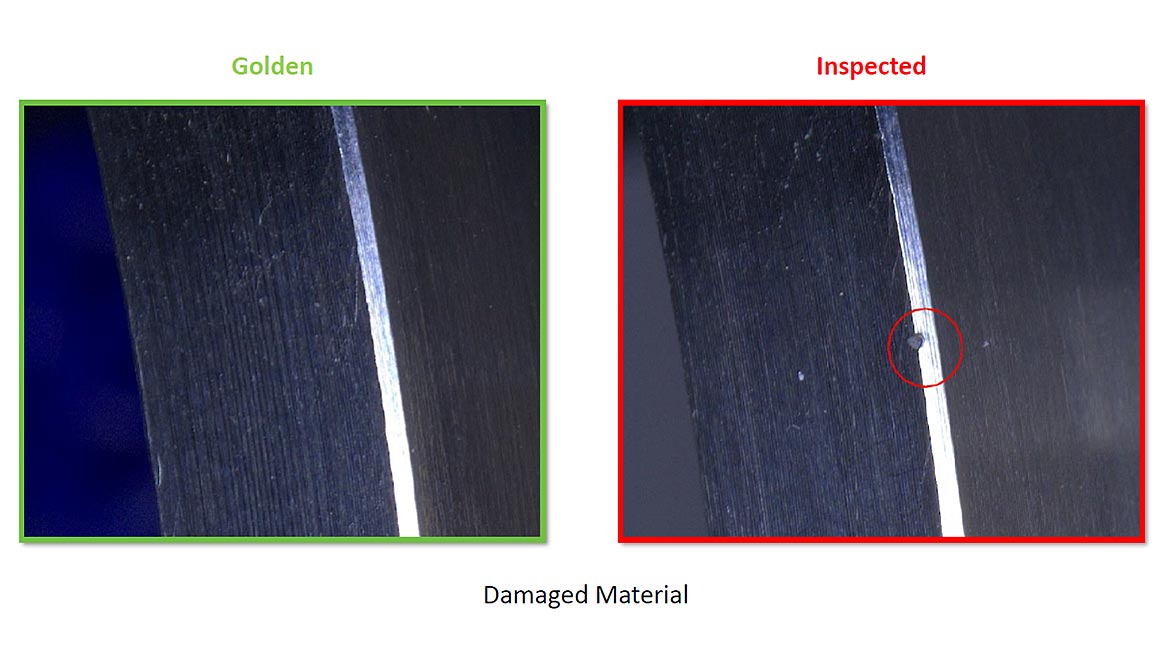 Software B feature. Figure 2: Deep learning-based inspection systems can identify defects such as rust or damaged materials on metal parts.