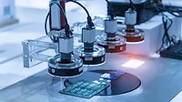 Smart robot in manufacturing industry for industry 4.0 and technology concept. Robotic vision sensor camera system.