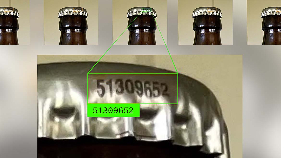 Heavily deformed and small numbers on crown caps.