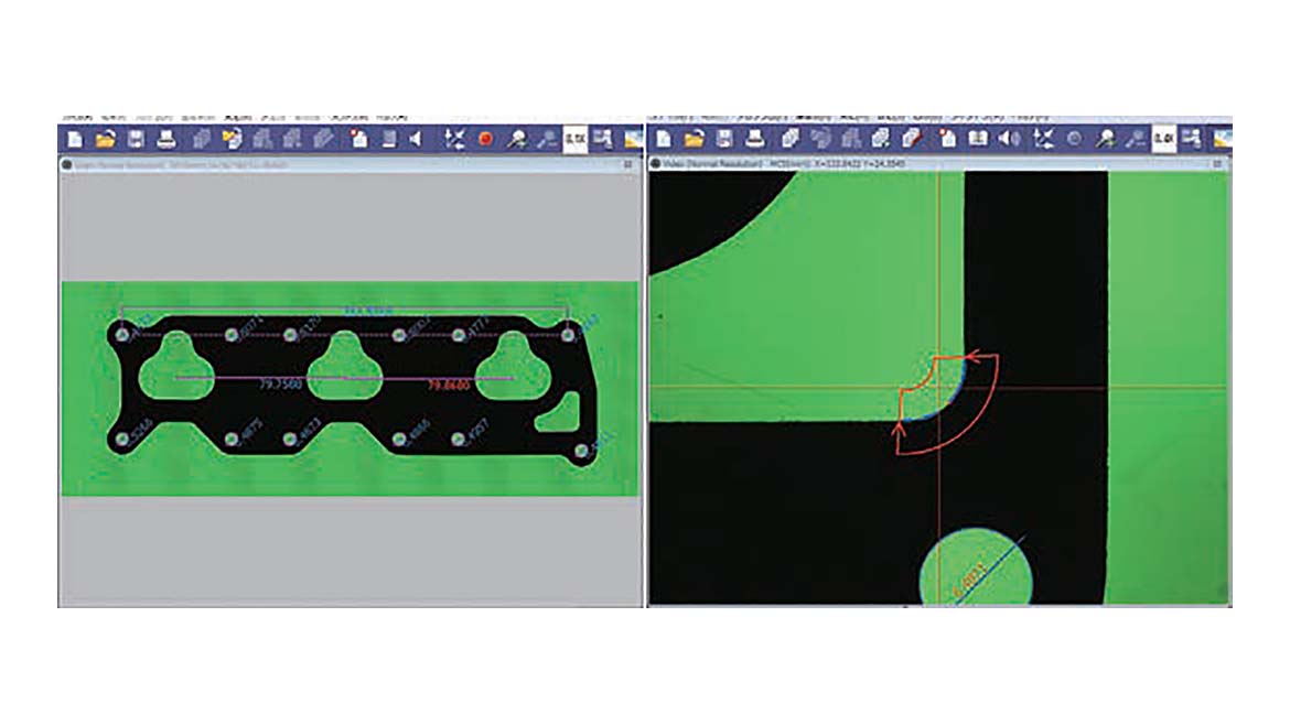 an example of a full single image (left) with a high-accuracy measurement of a small feature (right).