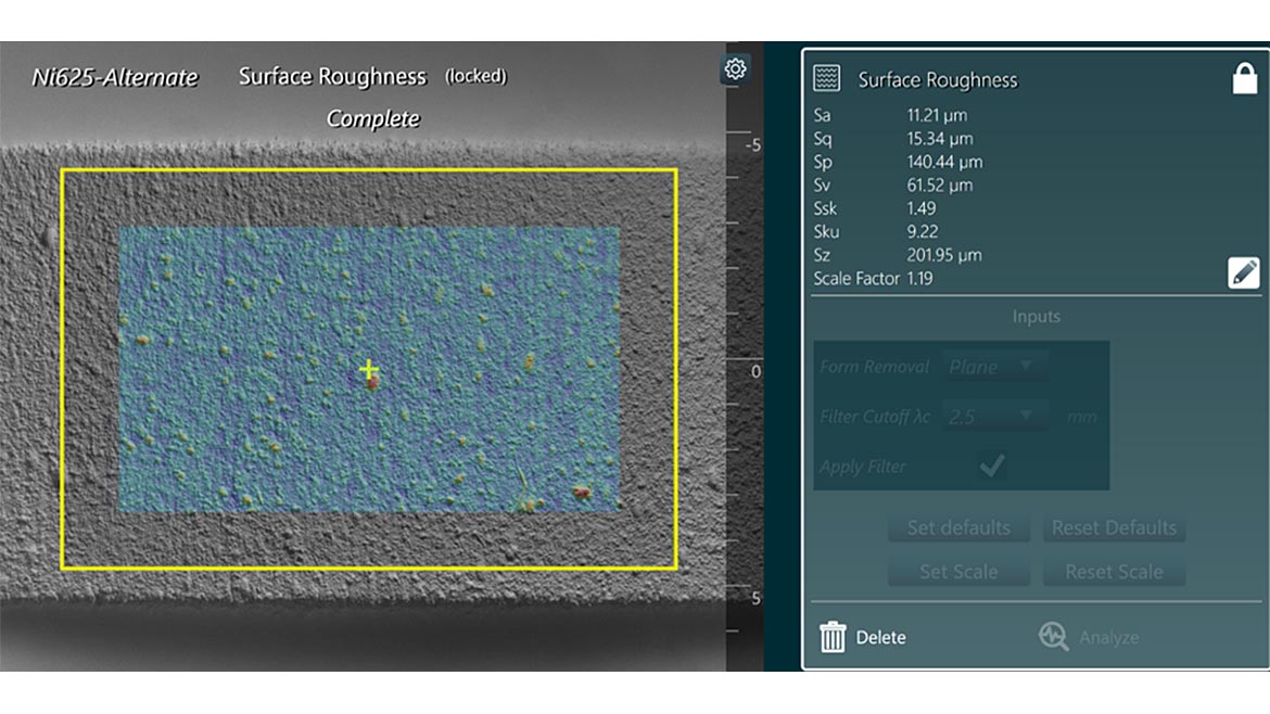 Figure 2: Surface roughness analysis of alternate sample captured using GelSight Mobile