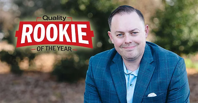 2024 Quality Rookie of the Year Justin Wise 1440x750px banner with "Quality Rookie of the Year" logo inset