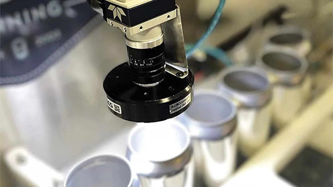 Teledyne DALSA Genie Nano camera inspecting cans.