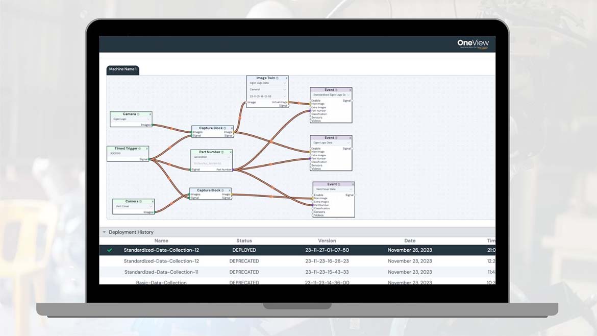 Centralized Vision & AI System Management Software shown on a laptop