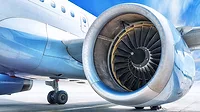 Close up of jet engine