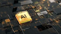 Computer chip labeled "AI". Artificial Intelligence, AI Learning, Machine learning, Internet technology networking concept