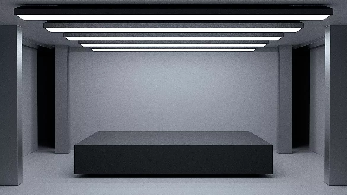 Concrete space interior, 3d rendering