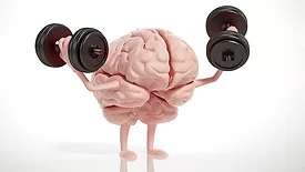 Brain Power: A Cartoon Illustration of a Brain Lifting Weights