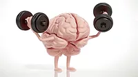 Brain Power: A Cartoon Illustration of a Brain Lifting Weights